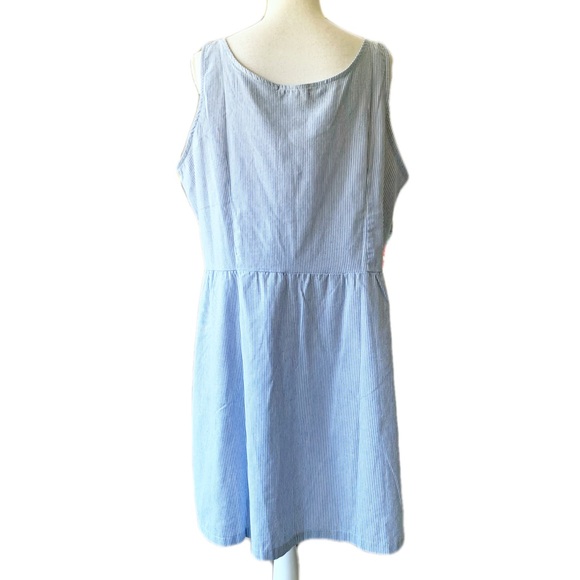 Sucrefas Blue Pinstripe Button front skater dress - Picture 2 of 10